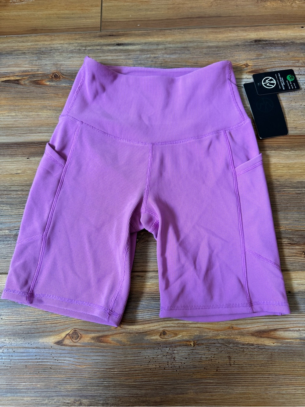 NWT- High-Waist Lavender Athletic Bike Shorts with Side Pockets